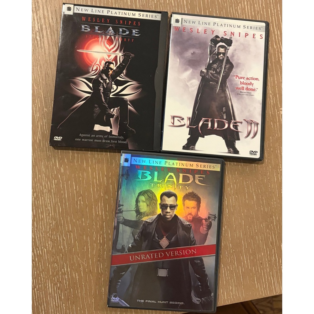 Blade 1, 2, 3 Trilogy DVD Movies Lot Wesley Snipes Vampires Action Film Platinum